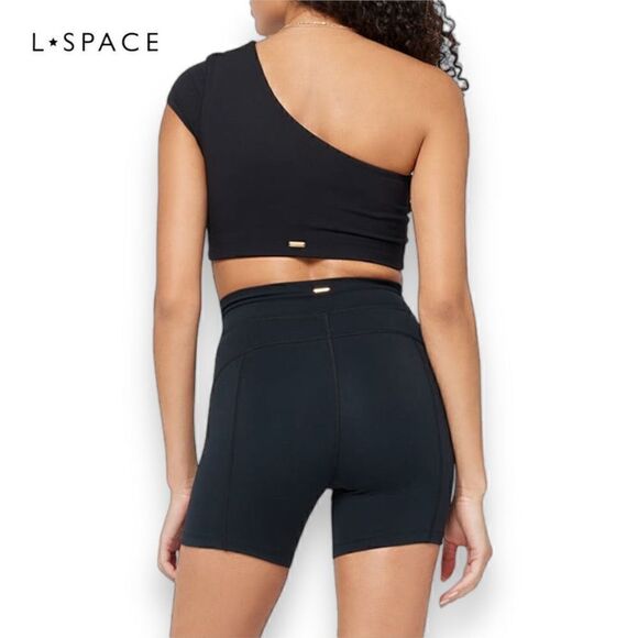 L*Space Genessee Top Women’s Size Small S Black One Shoulder Active Top - Picture 2 of 7